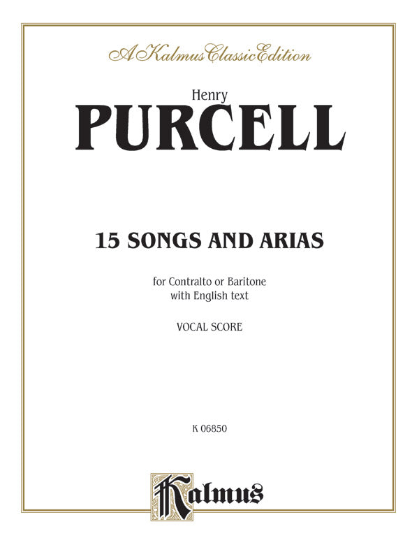 Purcell: Fifteen Songs and Airs for Contralto or Baritone from the Operas and Masques Sheet Music Preview