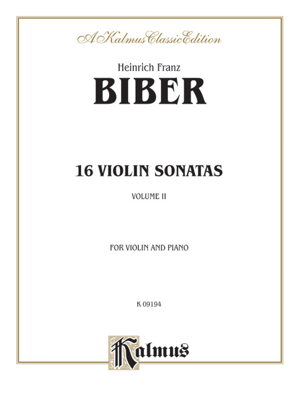 Biber: 16 Violin Sonatas, Volume II Sheet Music Preview
