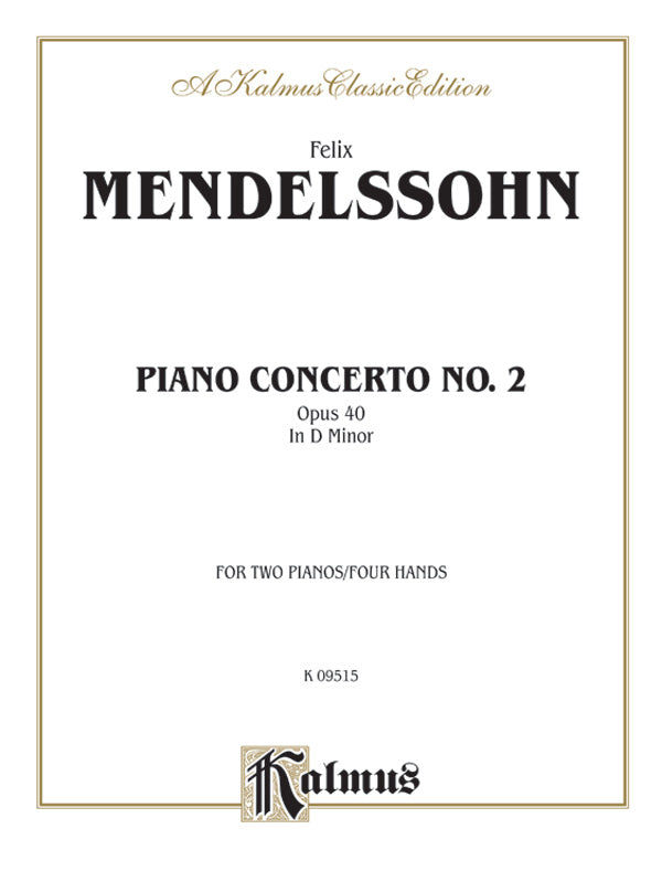 Mendelssohn: Piano Concerto No. 2 in D Minor, Op. 40 Sheet Music Preview