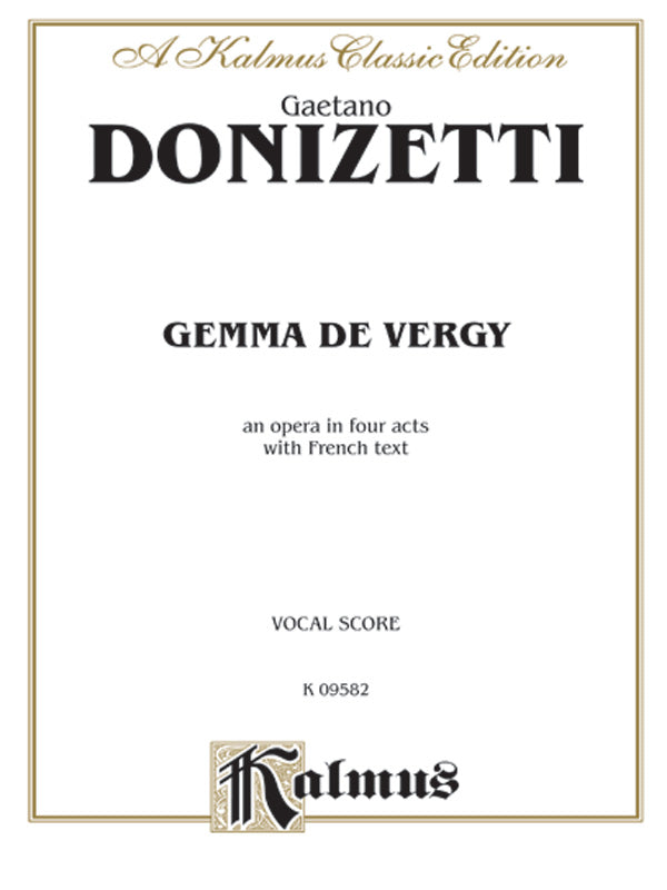 Gemma de Vergy, An Opera in Four Acts Cover Image