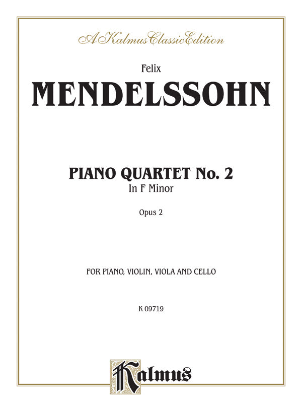 Mendelssohn: Piano Quartet No. 2 in F Minor, Op. 2 Sheet Music Preview