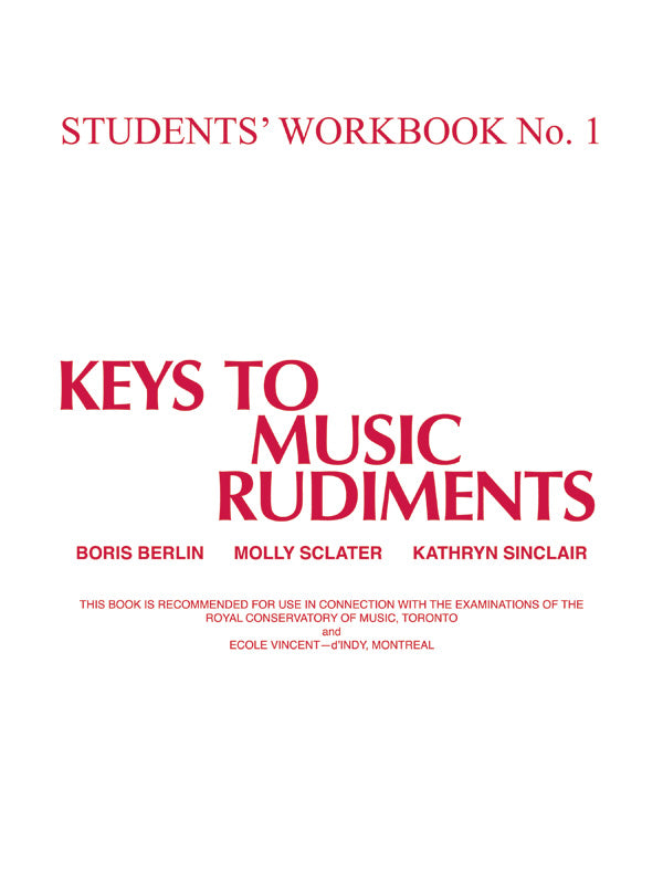 Keys to Music Rudiments: Students' Workbook No. 1 Cover Image