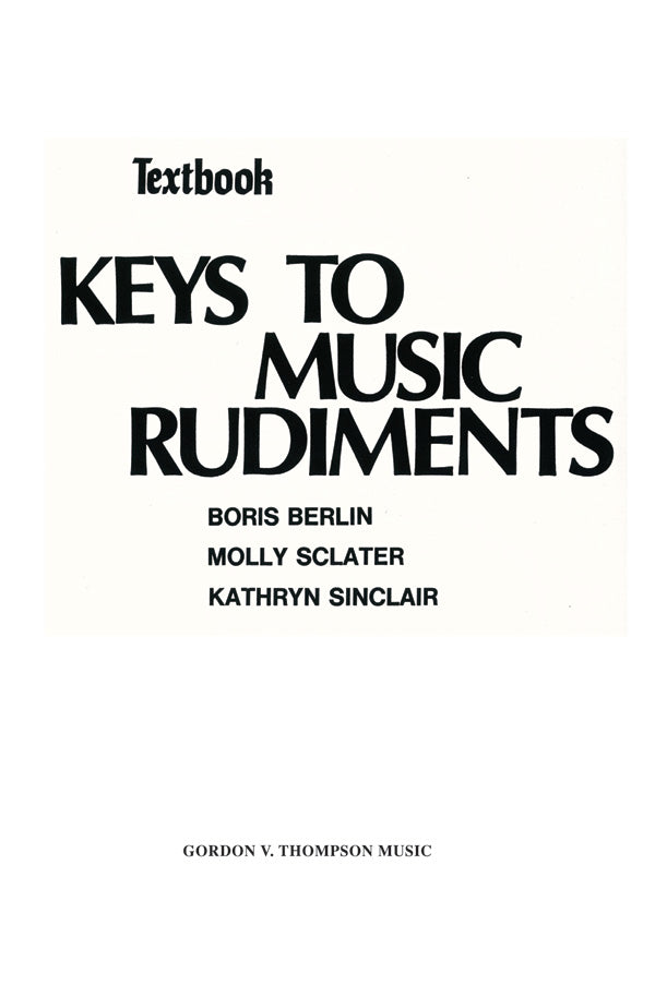 Keys to Music Rudiments: Textbook Cover Image