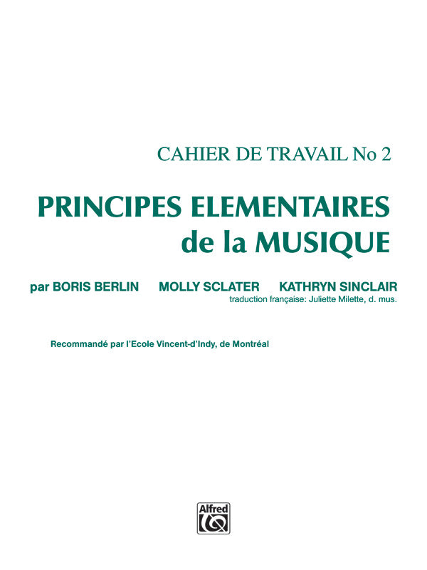 Principes Élémentaires de la Musique (Keyboard Theory Workbooks), Volume 2 Cover Image