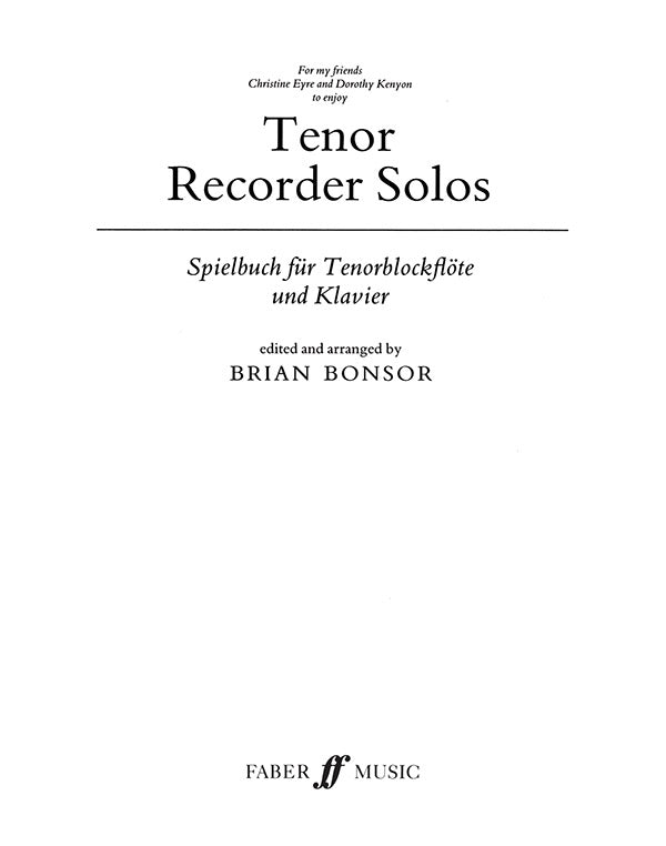 Tenor Recorder Solos Cover Image