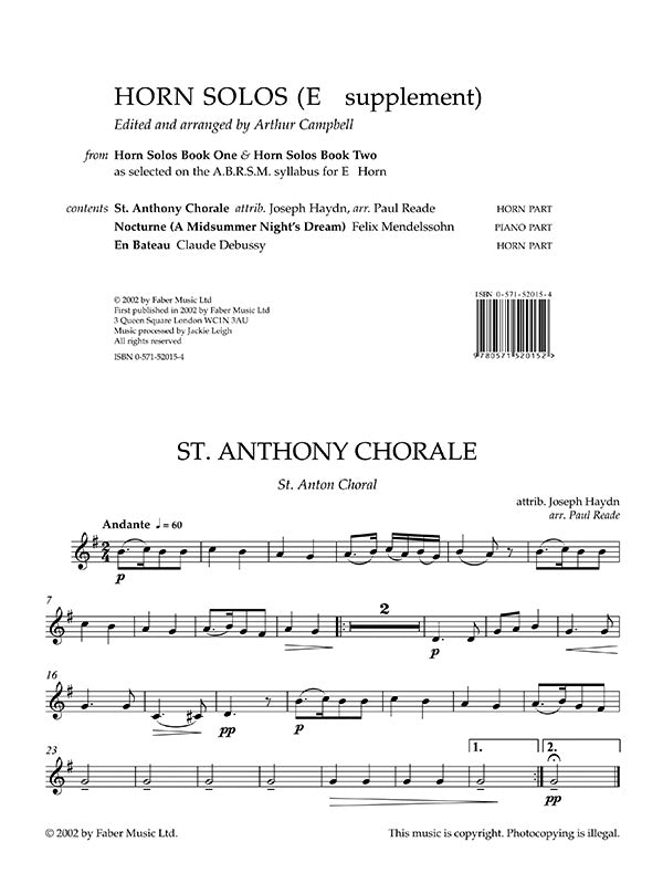 Horn Solos, Books One & Two Supplement Cover Image