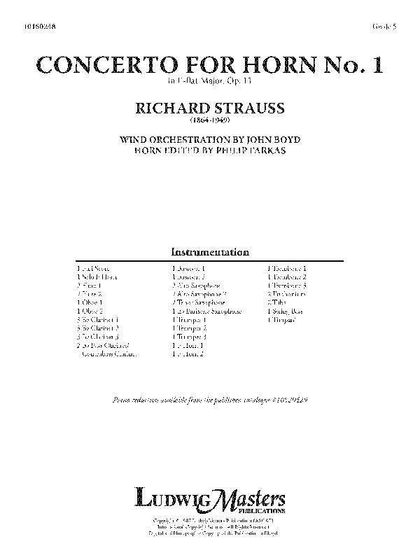 Concerto for Horn No. 1 (band accompaniment) Cover Image