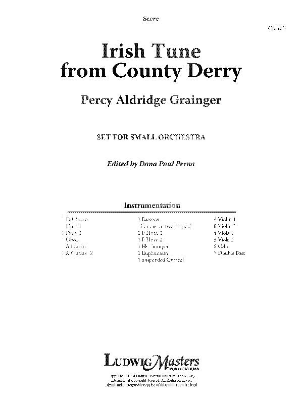 Irish Tune from County Derry for Orchestra Cover Image