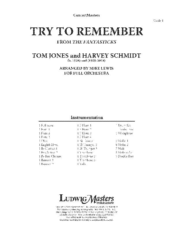 Try to Remember (from The Fantasticks) Cover Image