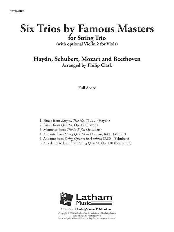 Six Trios by Famous Masters Cover Image