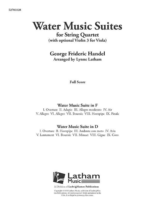 Water Music Suites for String Quartet Cover Image