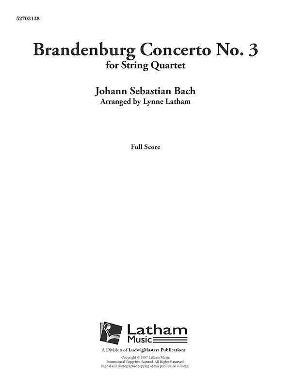 Brandenburg Concerto No. 3 for String Quartet Cover Image