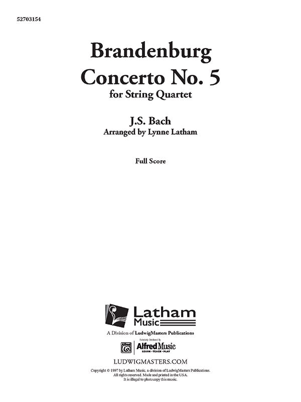 Brandenburg Concerto No. 5 for String Quartet Cover Image