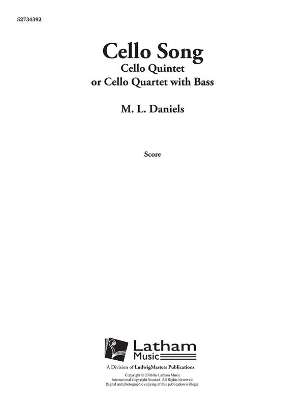 Cello Song for Violoncello Quintet (or Quartet with Bass) Cover Image