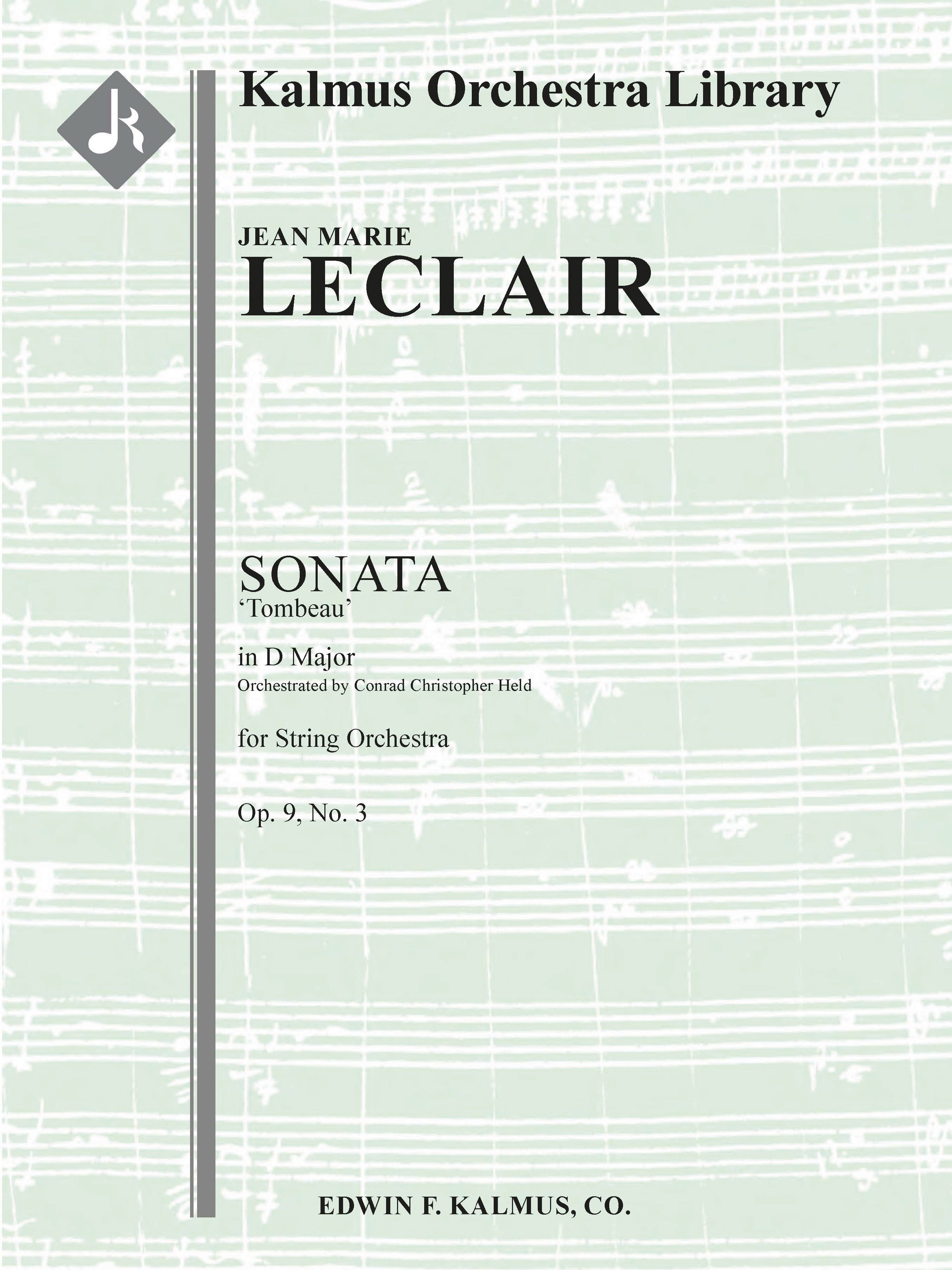 Sonata in D, Op. 9, No.3 'Tombeau' for String Orchestra Cover Image