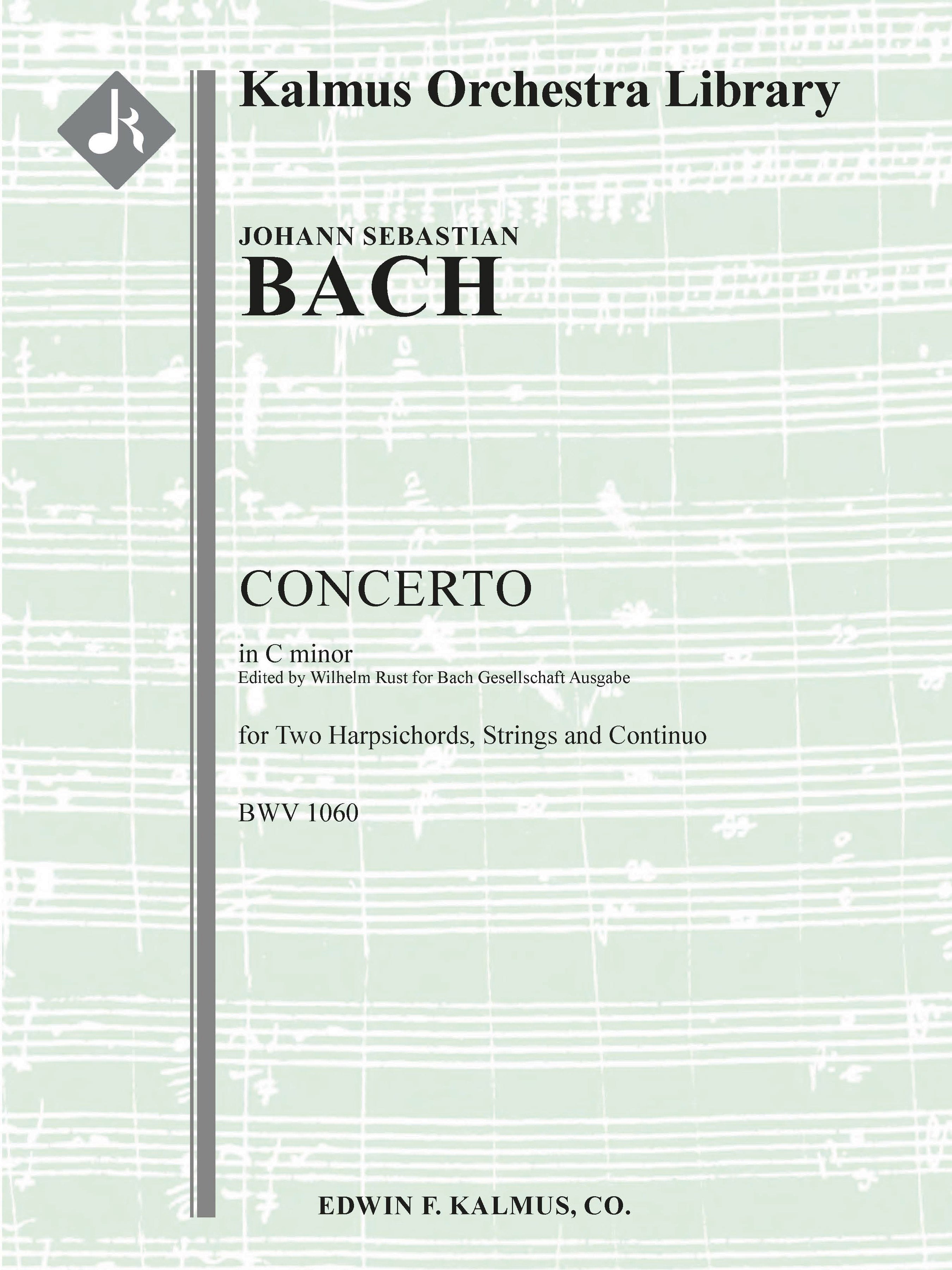 Concerto for Two Harpsichords in C minor, BWV 1060 [composer's arrangement of a lost Concerto for Violin and Oboe] Cover Image