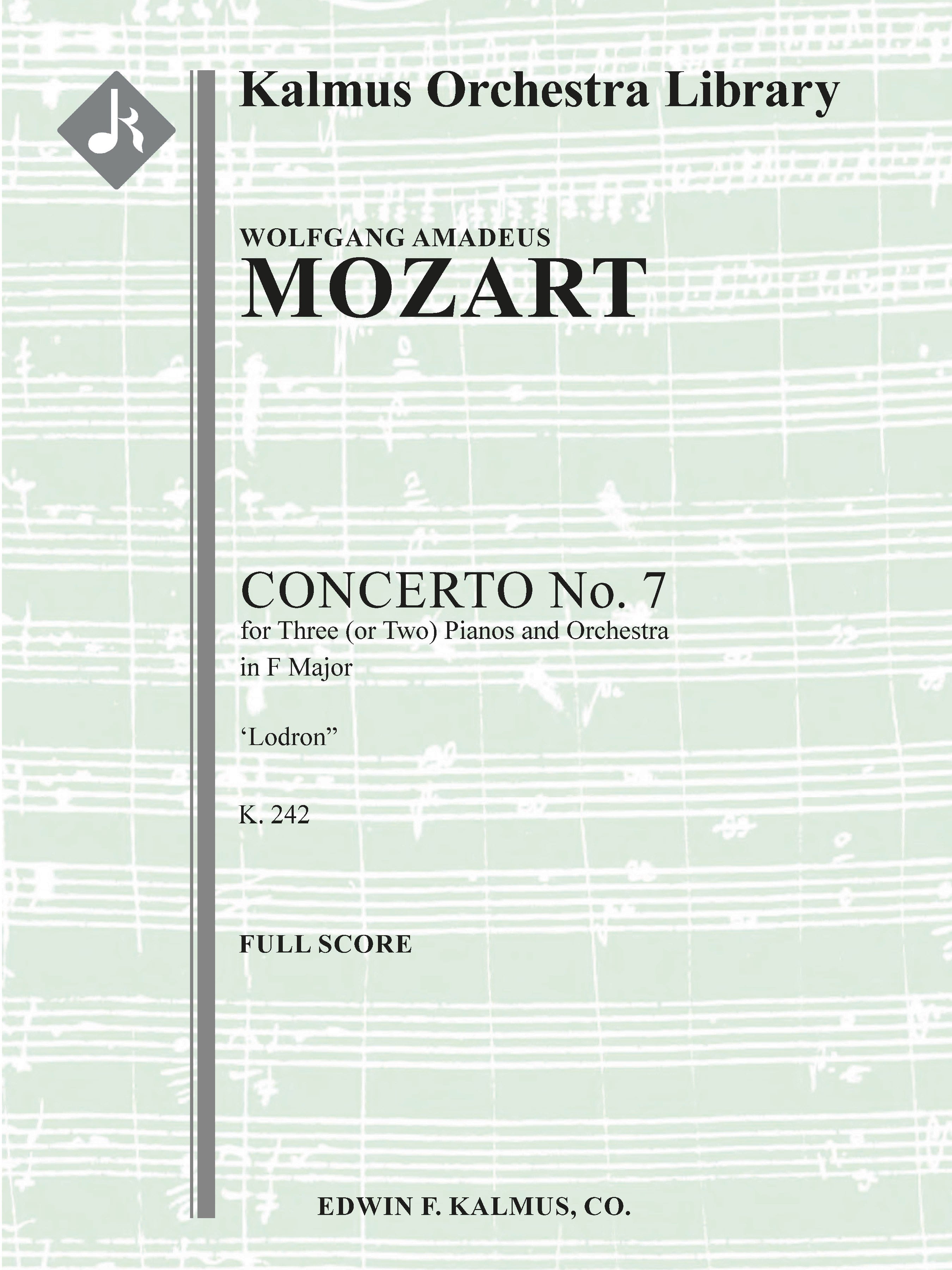 Concerto for Piano No. 7 in F, K. 242 'Lodron' (Concerto for 3 or 2 Pianos) Cover Image