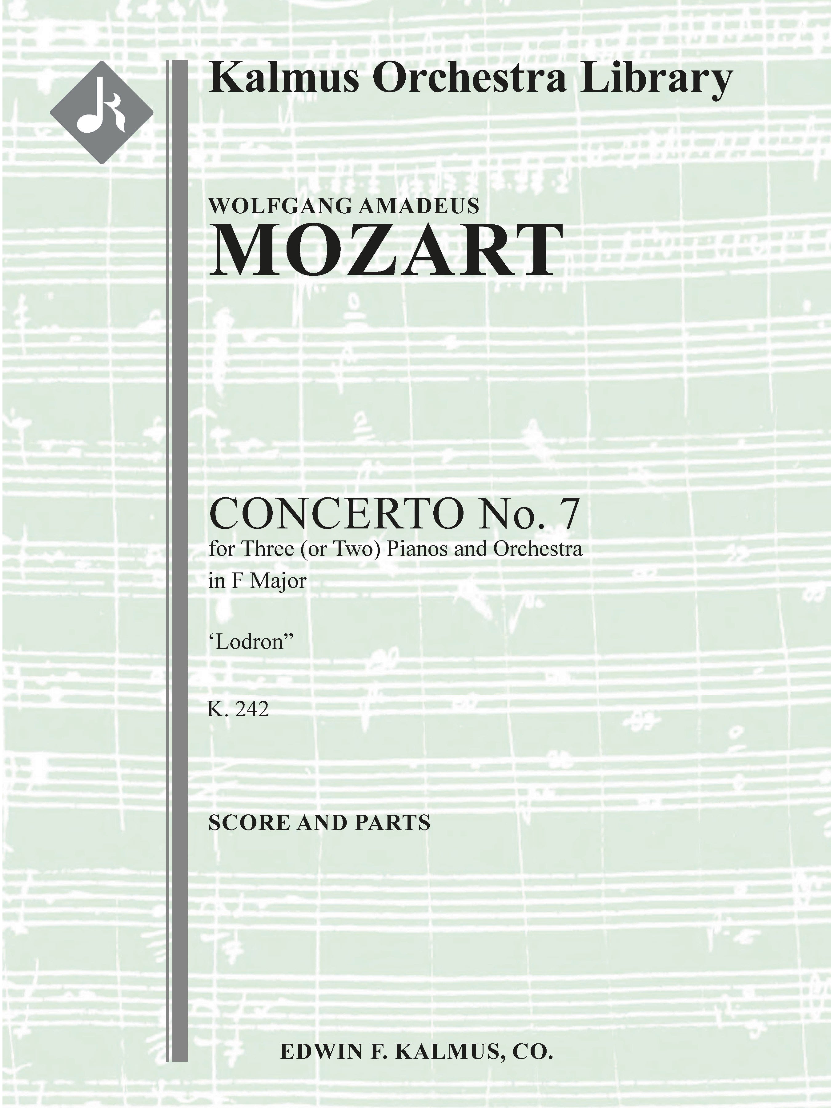 Concerto for Piano No. 7 in F, K. 242 'Lodron' (Concerto for 3 or 2 Pianos) Cover Image