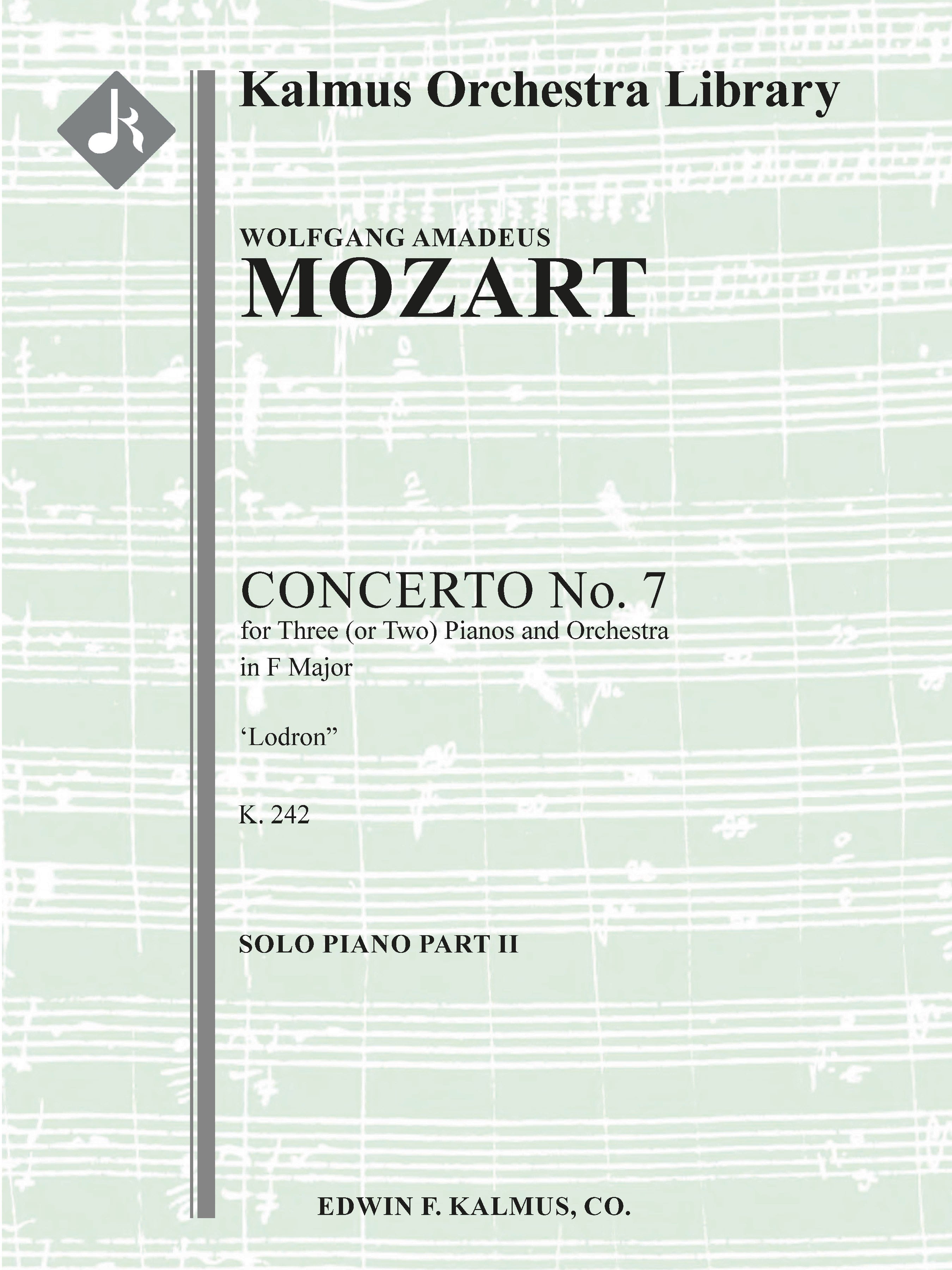 Concerto for Piano No. 7 in F, K. 242 'Lodron' (Concerto for 3 or 2 Pianos) Cover Image