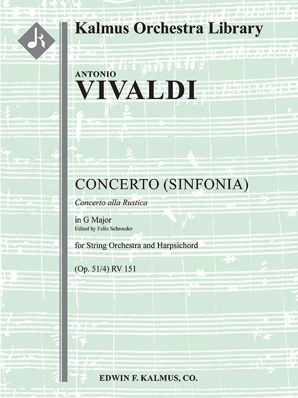 Concerto [Sinfonia] in G (Op. 51/4), RV 151 / F.XI:11 "Concerto alla Rustica" Cover Image