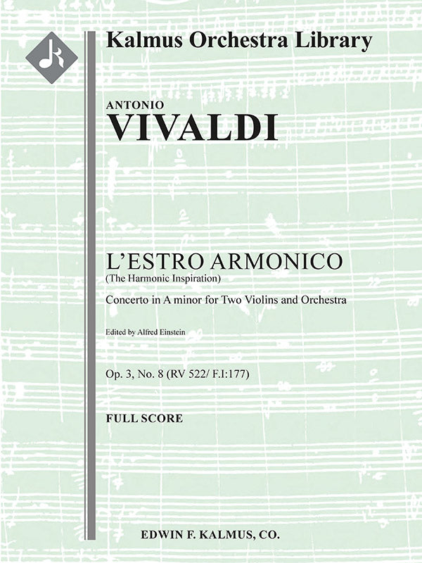L'Estro Armonico, Op. 3, No. 8: Concerto for Two Violins in A minor, RV 522/ F.I:177 Cover Image