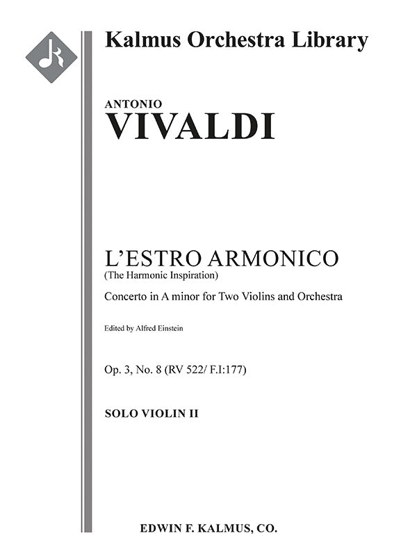 L'Estro Armonico, Op. 3, No. 8: Concerto for Two Violins in A minor, RV 522/ F.I:177 Cover Image