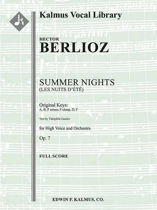 Summer Nights, Op. 7 (Les Nuits d'Ete), (Original keys: A, B, F minor, F-sharp, D, F) Cover Image