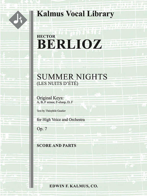 Summer Nights, Op. 7 (Les Nuits d'Ete), (Original keys: A, B, F minor, F-sharp, D, F) Cover Image
