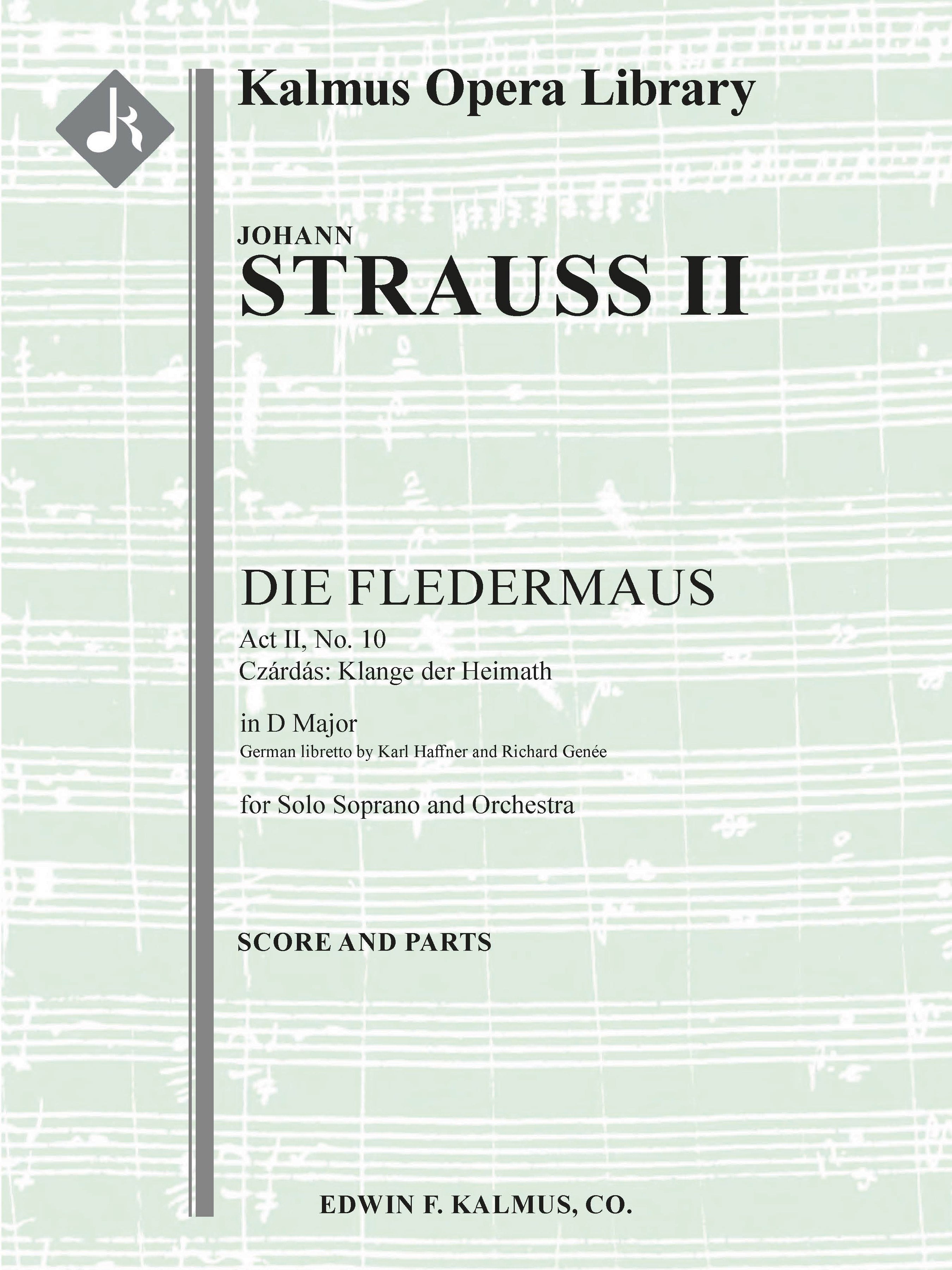 Die Fledermaus, No. 10 Act II, Czardas: Klange der Heimath (soprano) Cover Image