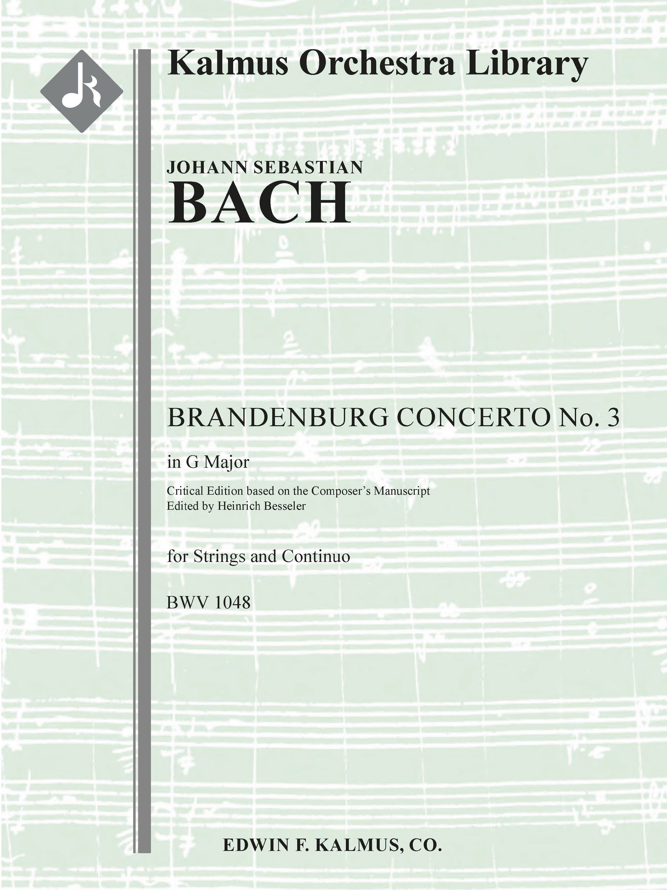 Brandenburg Concerto No. 3 in G, BWV 1048 (critical edition) Cover Image