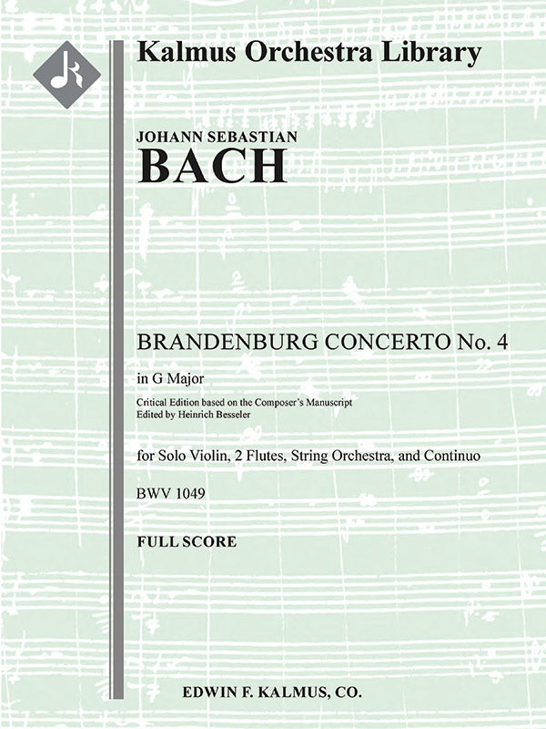Brandenburg Concerto No. 4 in G, BWV 1049 (critical edition) Cover Image
