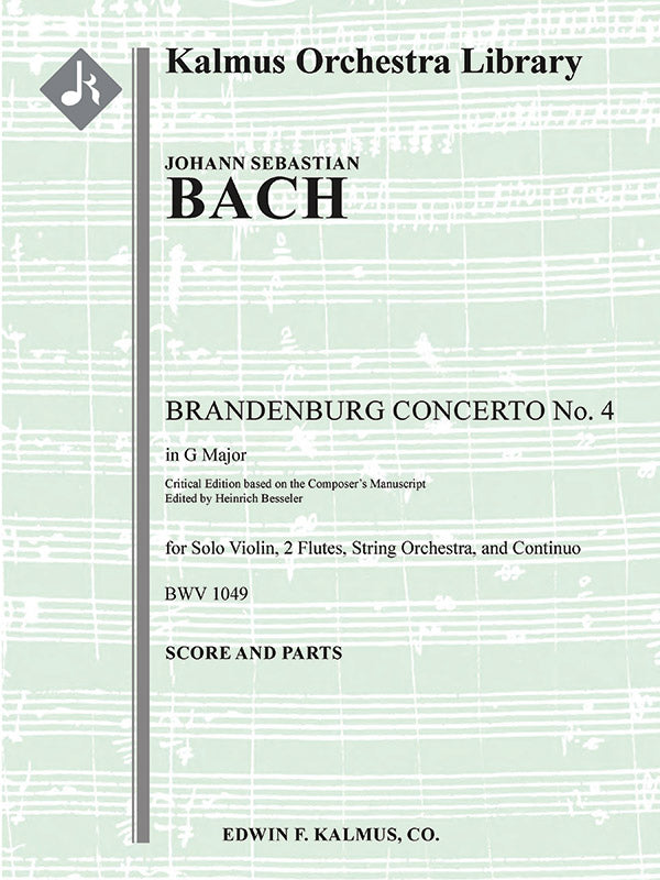 Brandenburg Concerto No. 4 in G, BWV 1049 (critical edition) Cover Image