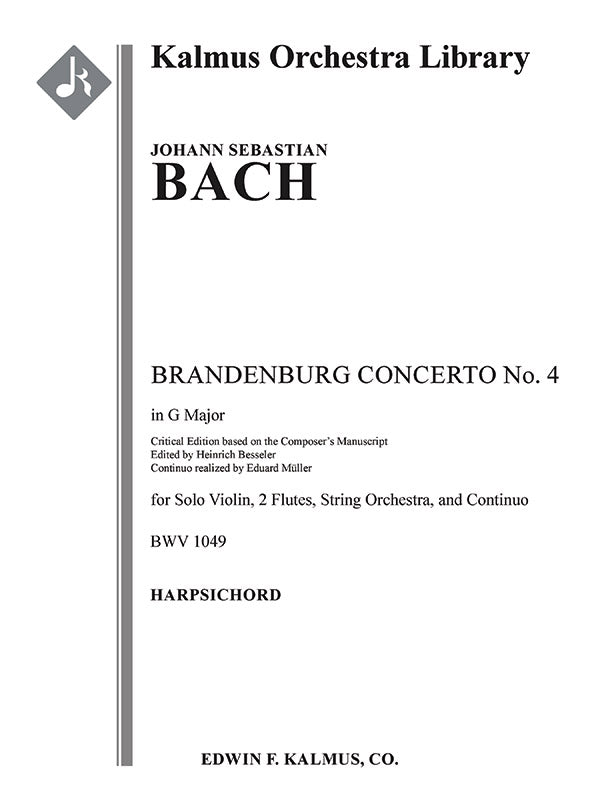 Brandenburg Concerto No. 4 in G, BWV 1049 (critical edition) Cover Image