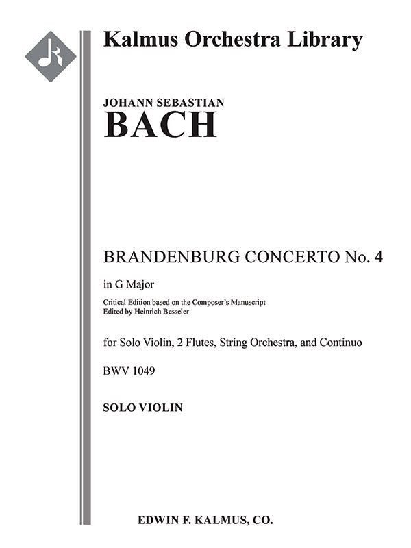 Brandenburg Concerto No. 4 in G, BWV 1049 (critical edition) Cover Image