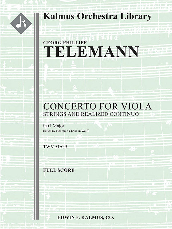 Concerto for Viola in G, TWV 51:G9 Cover Image