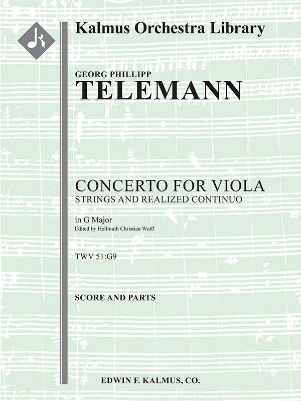 Concerto for Viola in G, TWV 51:G9 Cover Image