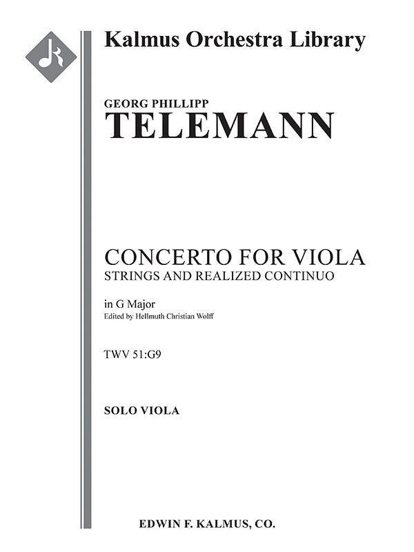 Concerto for Viola in G, TWV 51:G9 Cover Image