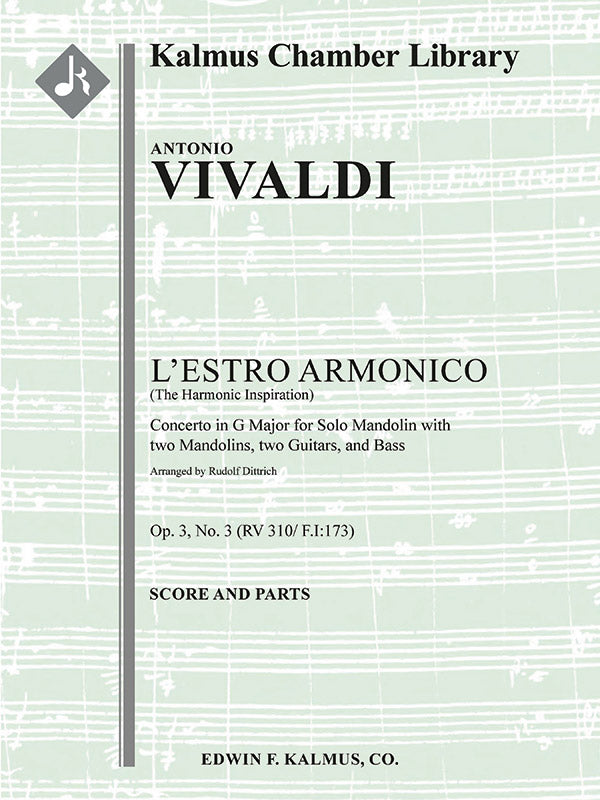 L'Estro Armonico, Op. 3, No. 3: Concerto for Mandolin in G, RV 310 / F.I:173 [contemporary transcription] Cover Image