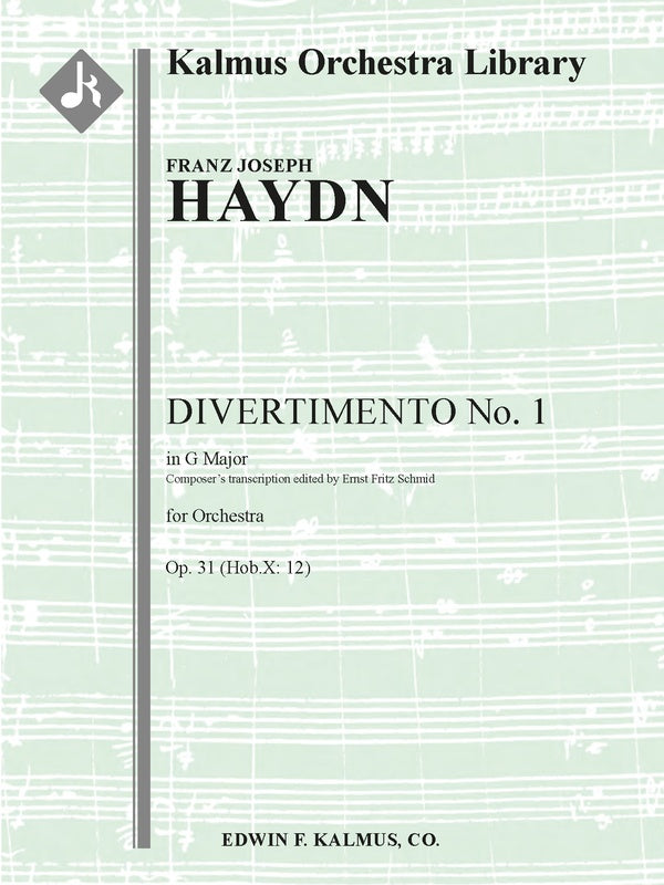 Divertimento in G, Op. 31, No. 1 (Hob.X: 12) [composer's transcription, ed. Schmid] Cover Image