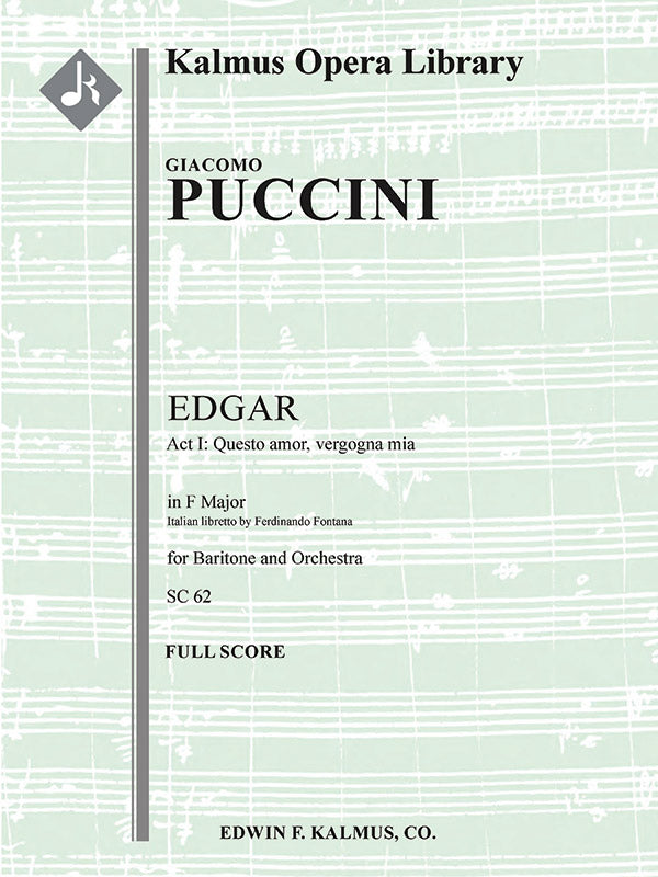 Edgar: Act I, Aria: Questo amor, vergogna mia (baritone) Cover Image
