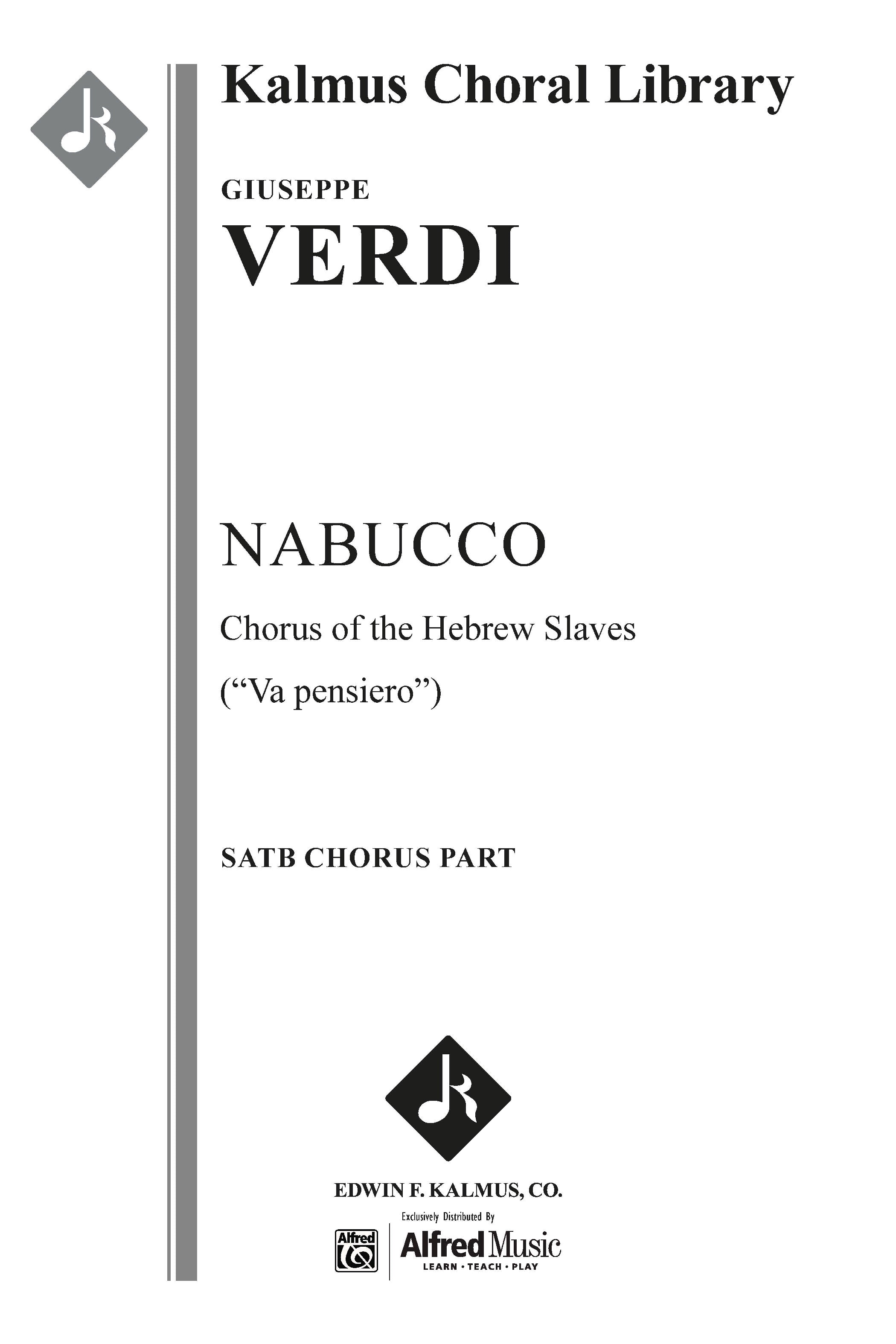 Nabucco, Part III: Va pensiero (Chorus of the Enslaved Jews) (excerpt) Cover Image