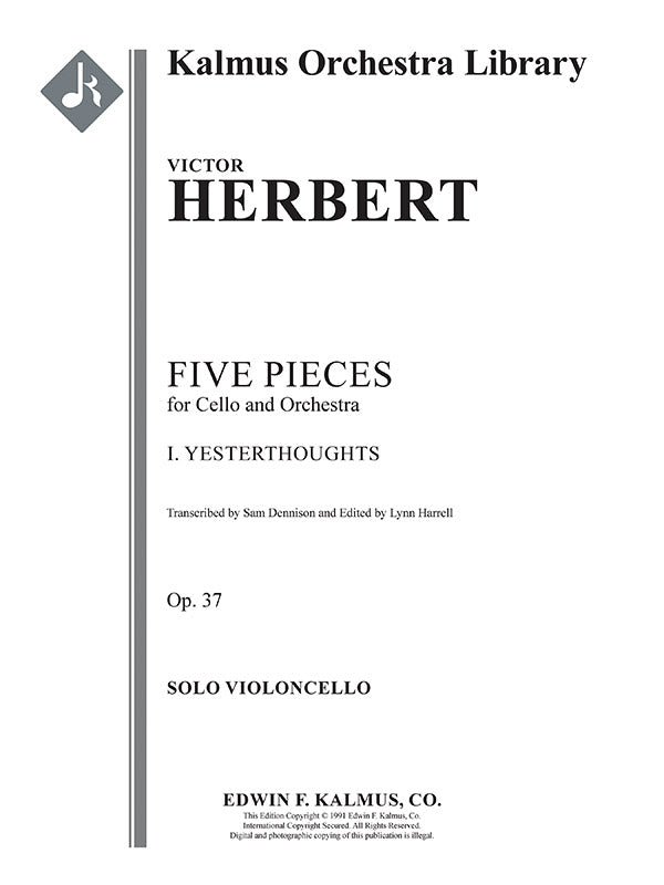 Five Pieces for Cello and Orchestra: I. Yesterthoughts, Op. 37 Cover Image