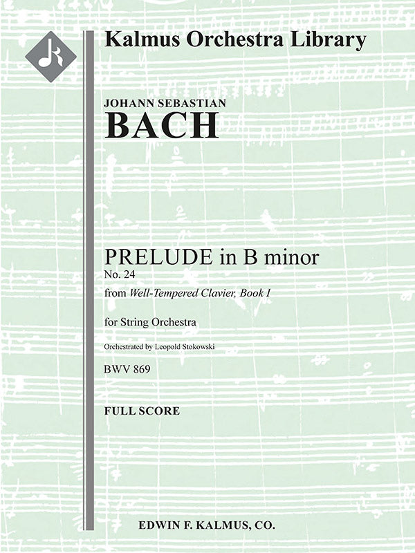 Prelude in B minor (No. 24, from Well-Tempered Clavier, Book I, BWV 869) Cover Image