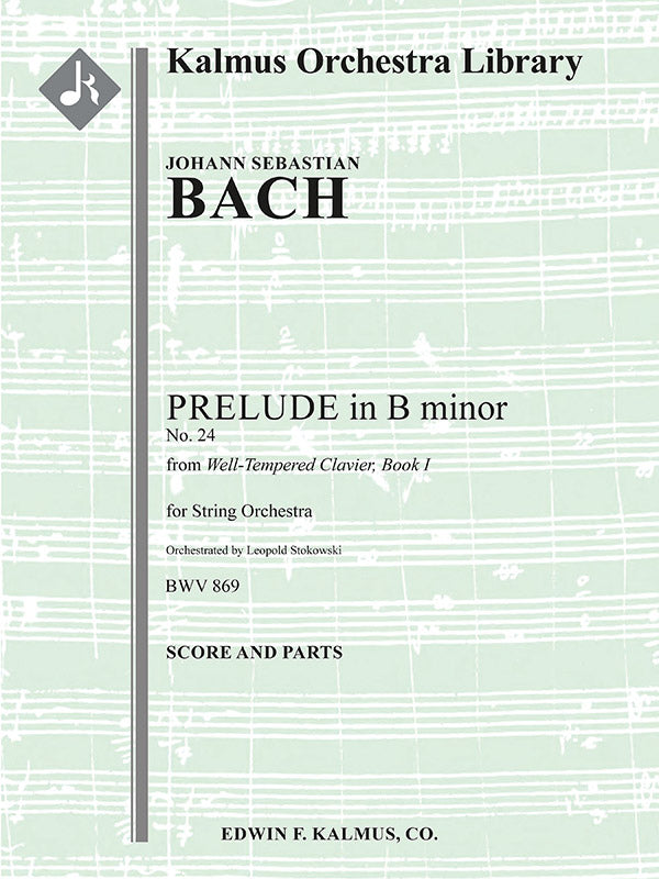 Prelude in B minor (No. 24, from Well-Tempered Clavier, Book I, BWV 869) Cover Image