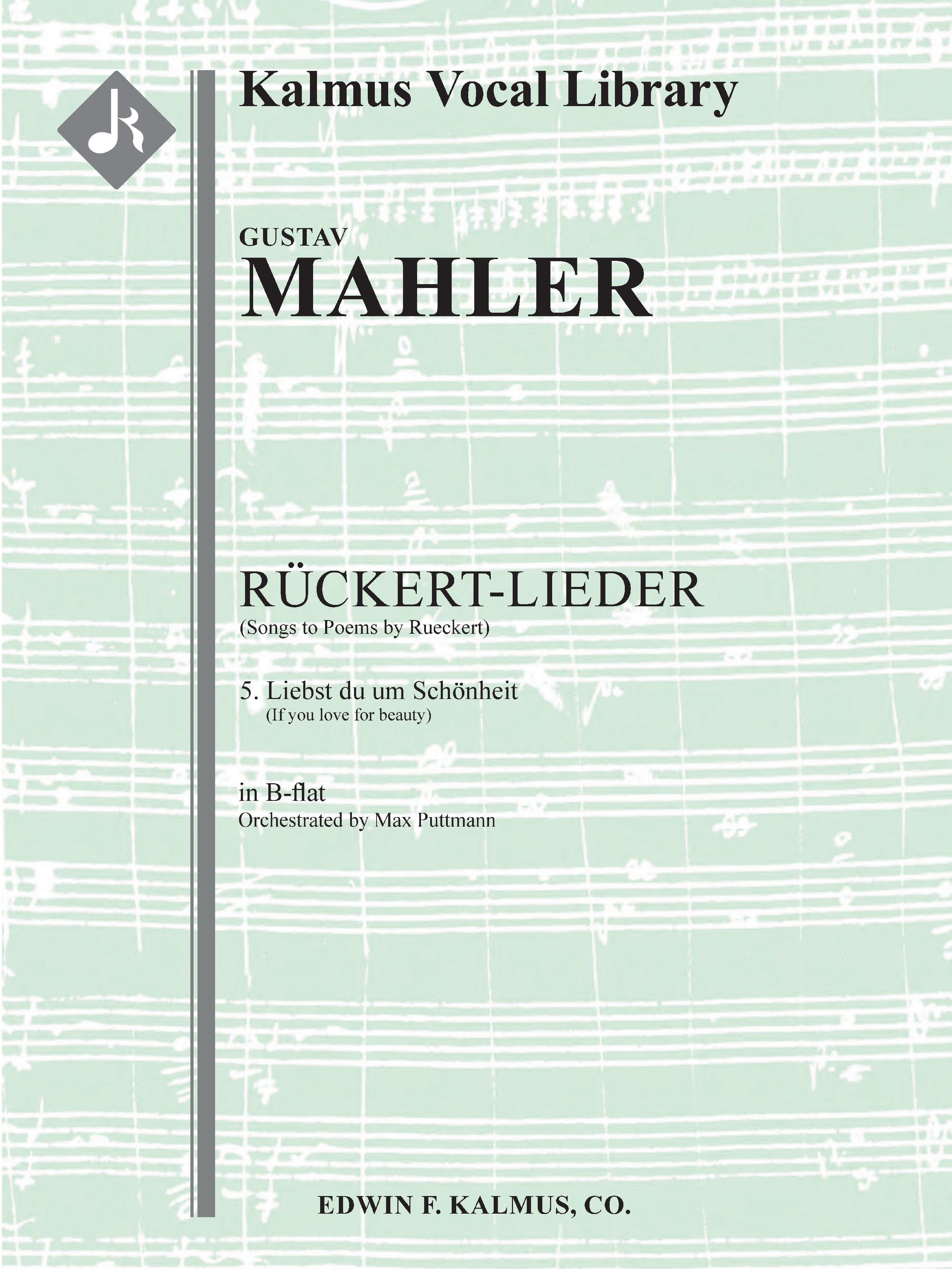 Songs to Poems by Rueckert; No. 5: Liebst du um Schoenheit?, low voice (B-flat, transposed) Cover Image