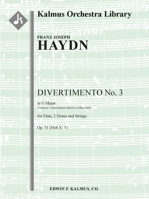 Divertimento in G, Op. 31, No. 3 (Hob.X: 5) [composer's transcription, ed. Egidi] Cover Image