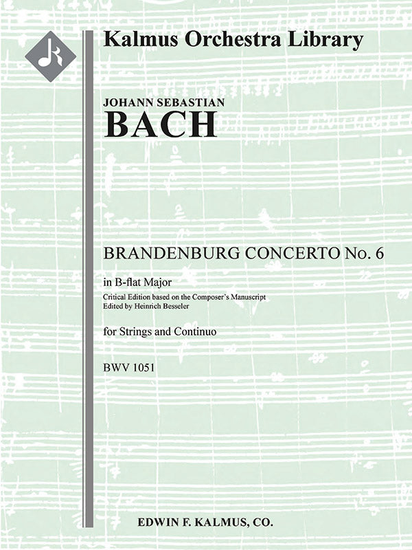 Brandenburg Concerto No. 6 in B-flat, BWV 1051 (critical edition) Cover Image