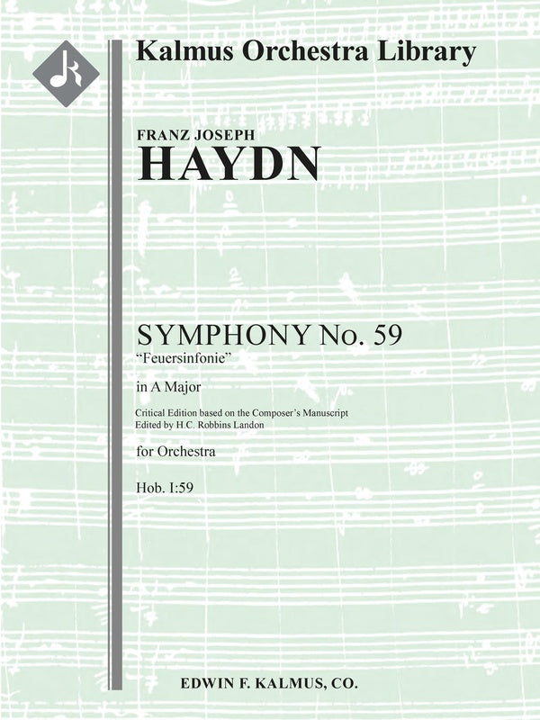 Symphony No. 59 in A 'Feuersinfonie' (Fire) [Hob. I:59; critical edition] Cover Image