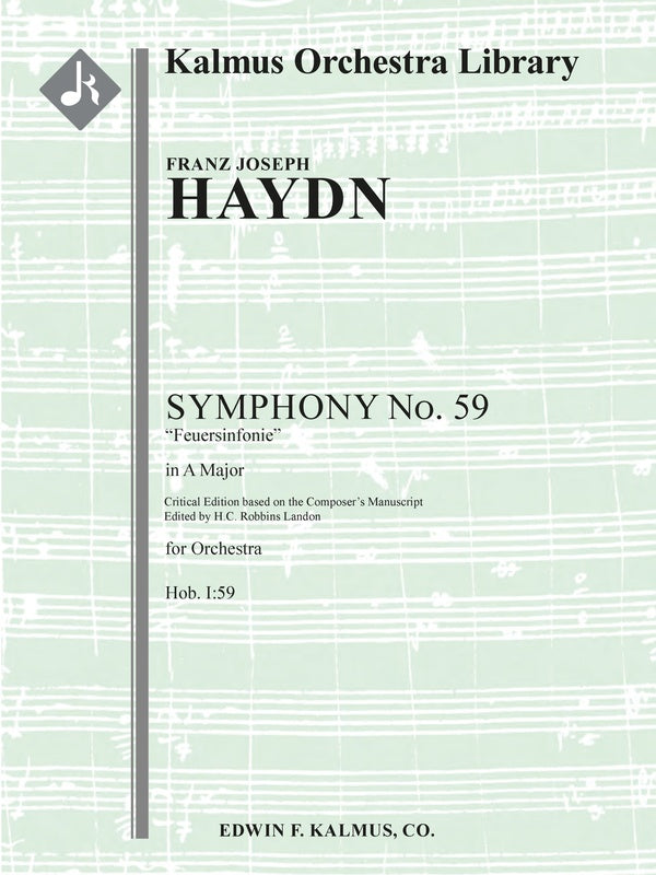 Symphony No. 59 in A 'Feuersinfonie' (Fire) [Hob. I:59; critical edition] Cover Image