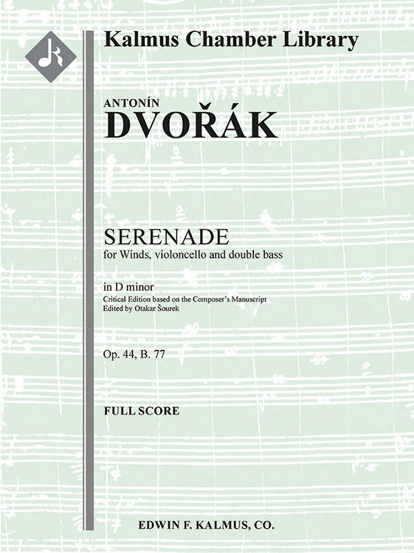 Serenade in D minor for Winds, Violoncello and Double Bass in D minor, Op. 44, B. 77 (critical edition) Cover Image
